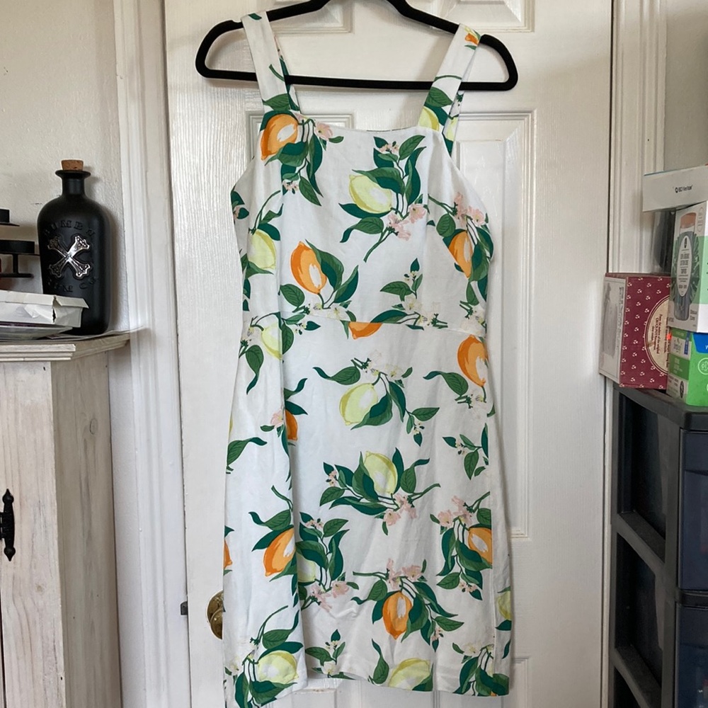 Ann Taylor Lemon Print Linen Dress NWOT